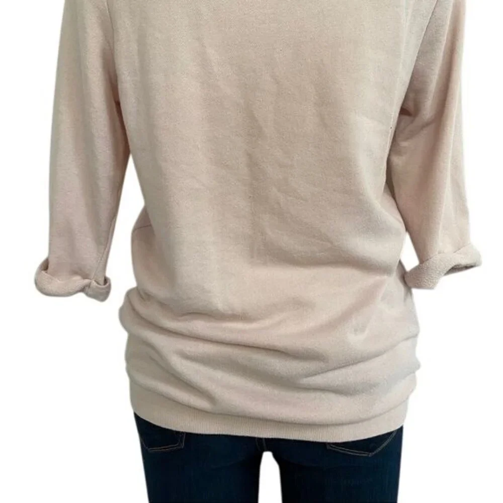 H&M Rhinestone Sweatshirt Light Pink 3/4 Sleeve Sweater Size S - Picture 10 of 11